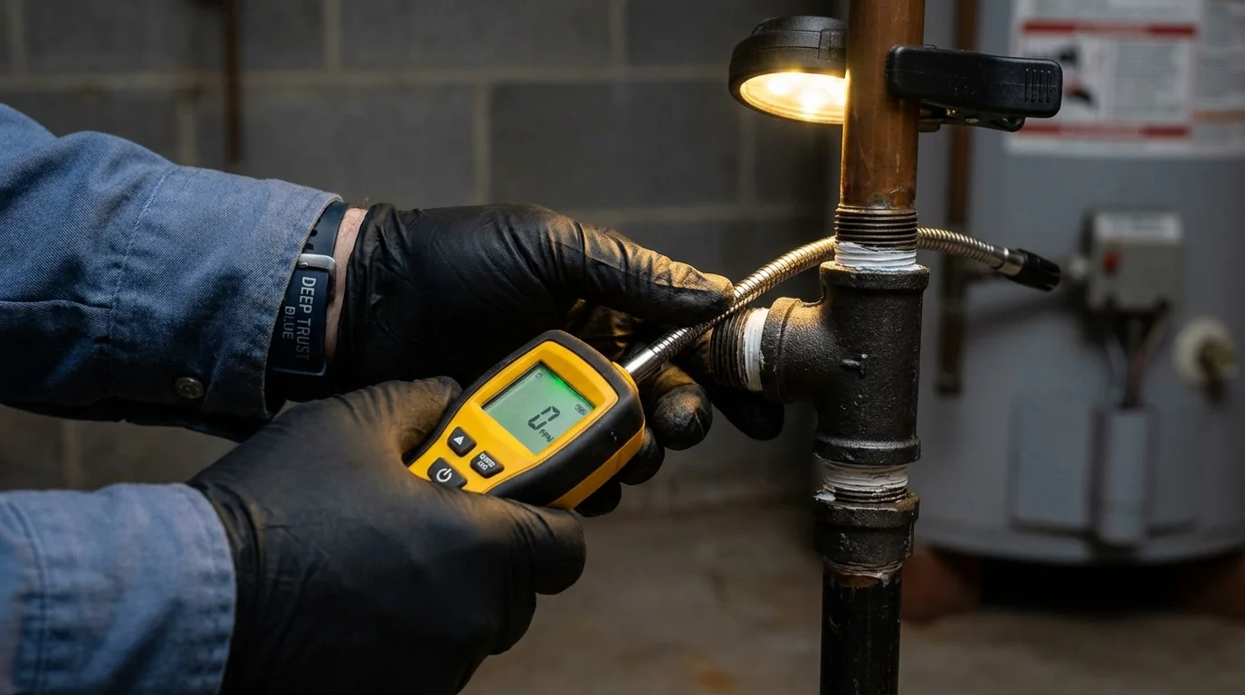 Gas leak detection with electronic sniffer by Johns Plumbing LLC in Streetsboro