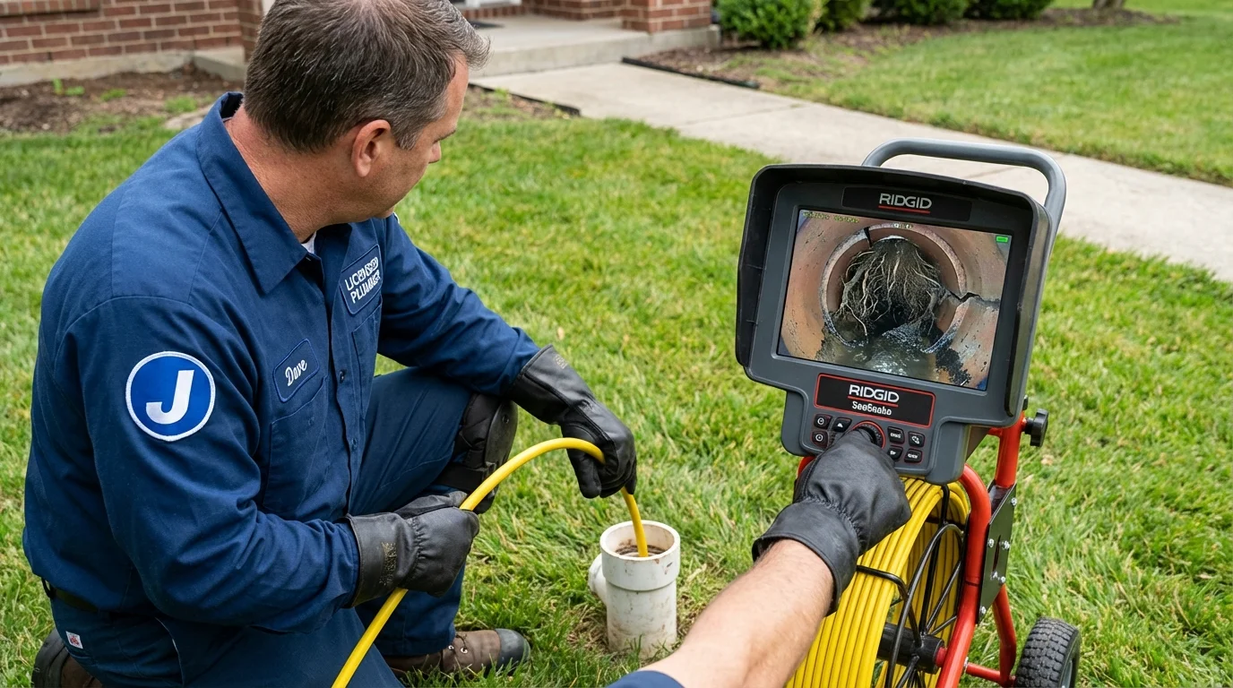 Sewer camera inspection being performed by Johns Plumbing LLC in Streetsboro