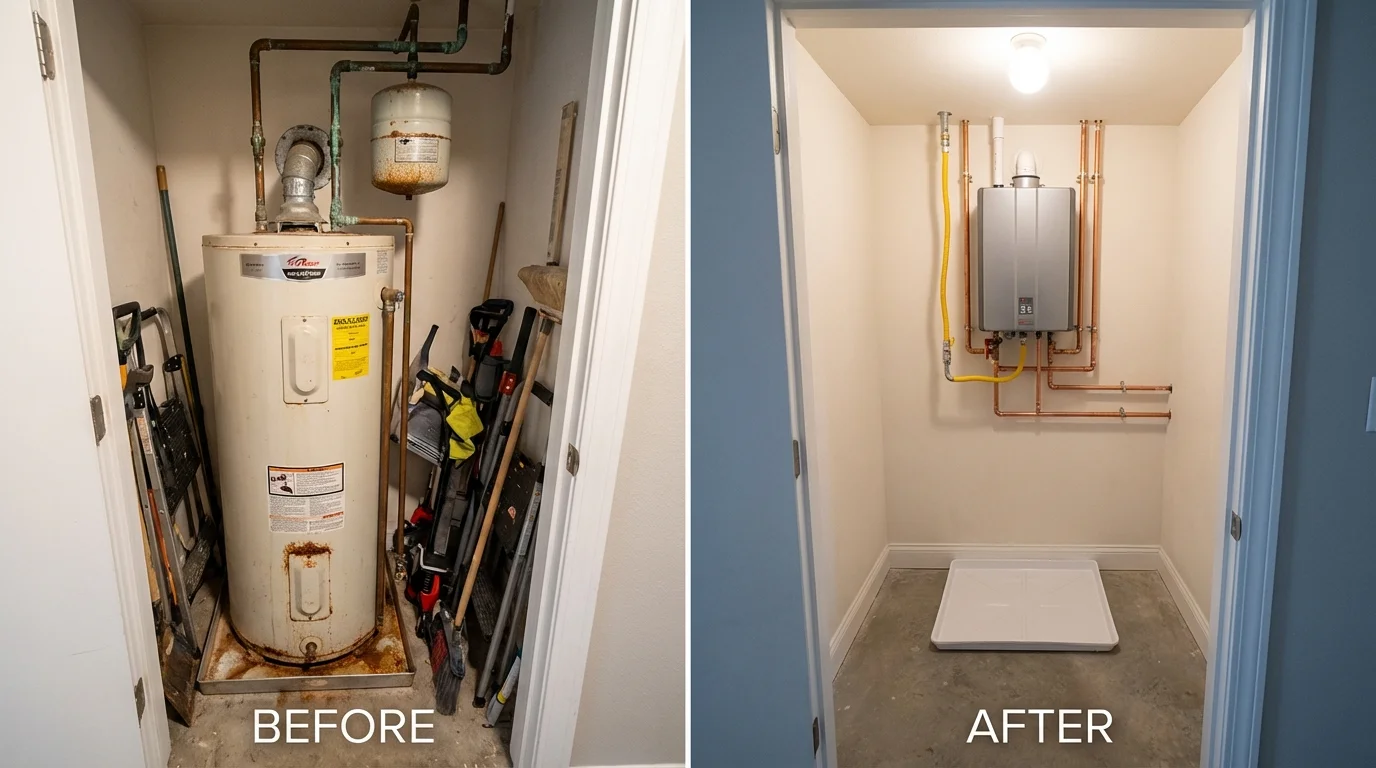 Tank water heater versus wall-mounted tankless unit comparison for Streetsboro, OH homeowners