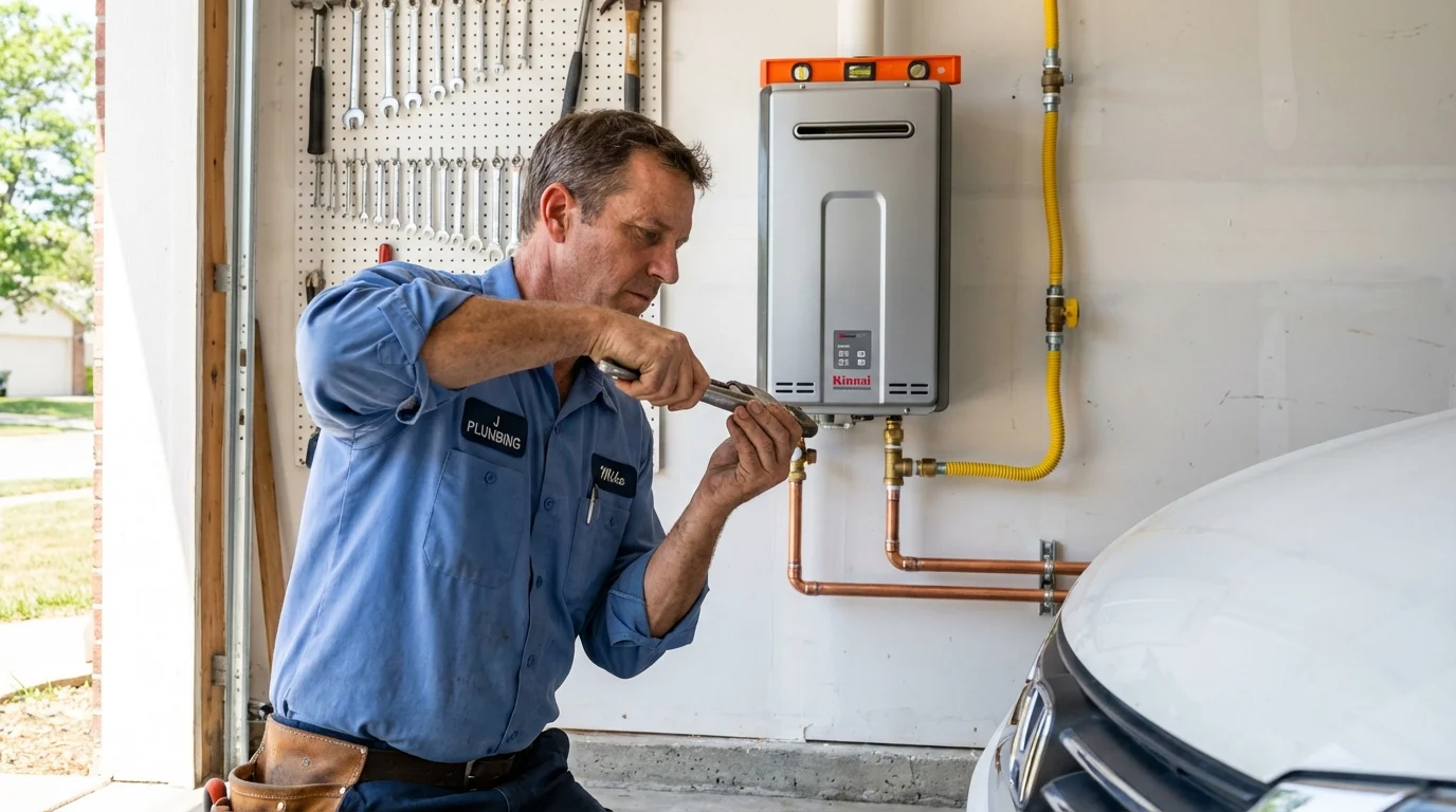 Tankless water heater installation by a Johns Plumbing LLC plumber in Streetsboro